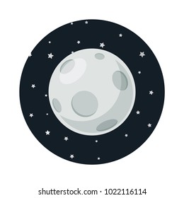 full moon cartoon on star background vector illustration