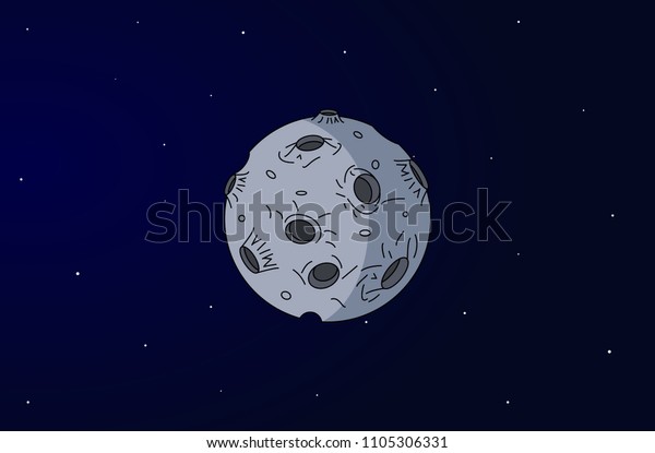 Full
moon cartoon on star background. Vector
illustration