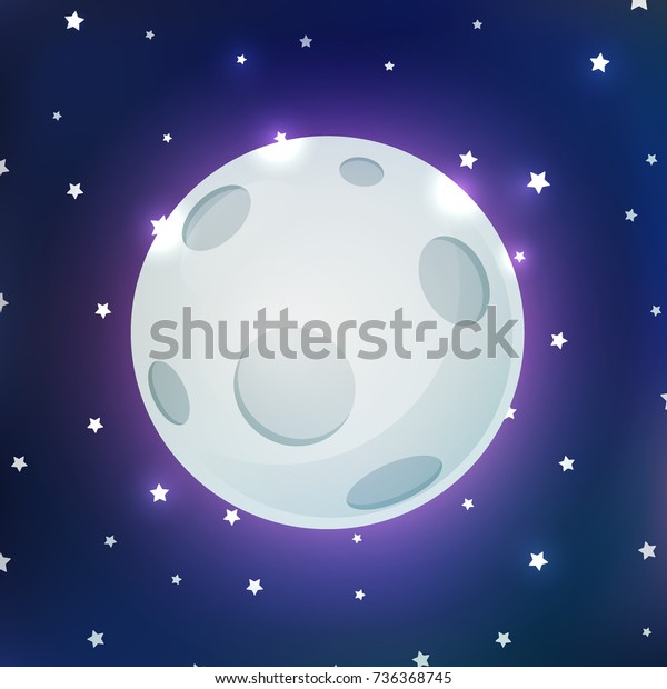 full\
moon cartoon on star background vector\
illustration