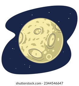Full Moon Cartoon on Stars Background Vector Illustration
