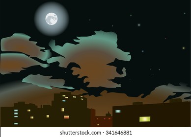 The full moon in the city