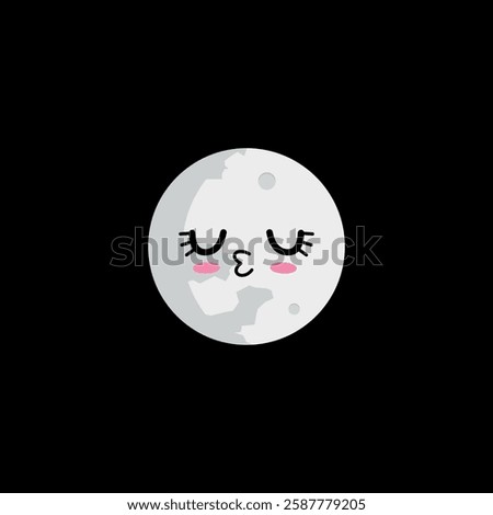 Full moon clipart with Happyness face expression on black background.