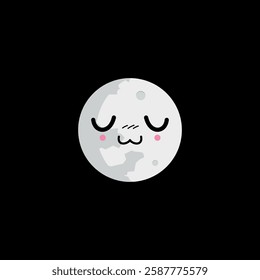 Full moon clipart with UWU face expression on black background.