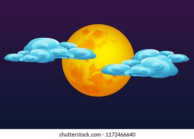 Full moon and cloud graphic vector