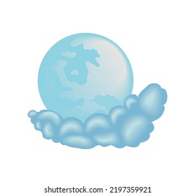 full moon and cloud sky isolated icon