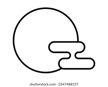 Full moon and cloud weather line drawing icon_line width editable stroke