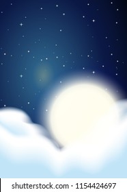 Full moon and clouds background illustration