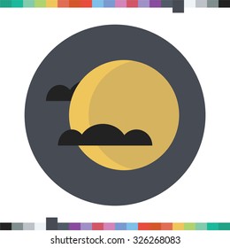 Full moon with clouds icon. Halloween icon.