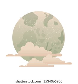 full moon with clouds isolated icon vector illustration design