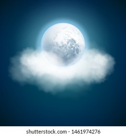 Full moon and clouds, night with moonlight sky background. EPS 10