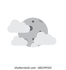 full moon. Clouds, white background