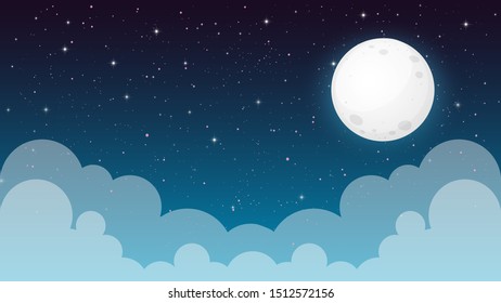 full moon With cloudy night landscape
