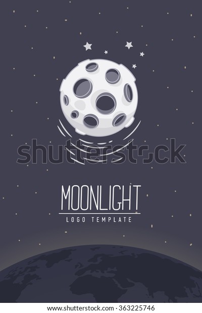 Full moon. Colored\
vector illustration or symbol with lettering. Template for\
logotype. Flyer, poster