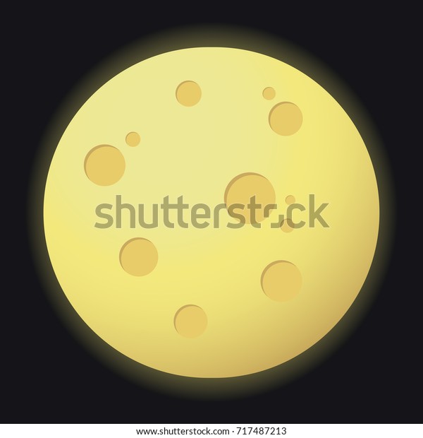 Full moon with craters glowing in\
the night. Flat design style. Vector illustration in\
eps10