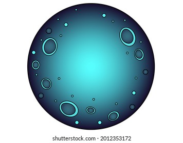 Full Moon with Craters. Ominous Halloween moon in turquoise color - vector full color illustration. Celestial body, satellite or asteroid with craters.
