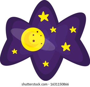 full moon with craters and pattern around bright stars bewitching purple night sky logo for design concept space object on white background