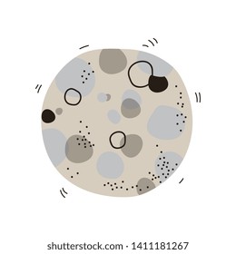 Full Moon with Craters, Space, Cosmos Theme Design Element Cartoon Vector Illustration