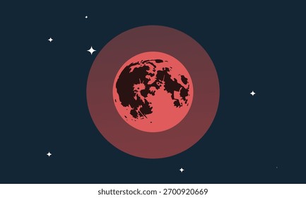 Luna llena con cráteres y estrellas Ilustración vectorial de diseño plano