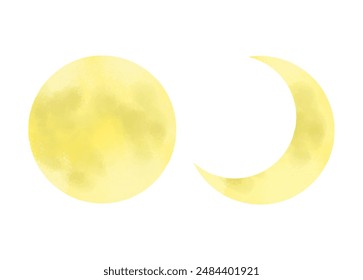 Full moon and crescent moon illustration