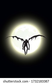 Full moon dark fantasy with flying vampire vector illustration