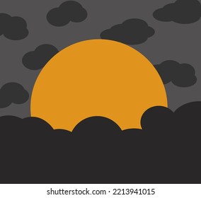 Full moon in the dark night.  Black cloud and the moon. Wallpaper for Halloween.