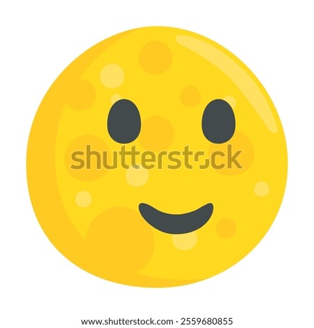 Full Moon Face Emoji Icon Illustration. Phases of the Moon Vector Symbol Emoticon Design Doodle Vector.