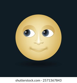 Full moon face vector emoji illustration isolated on dark background