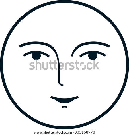 Full moon face vintage vector illustration isolated