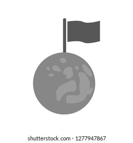 Full moon with a flag. Vector illustration