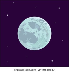 Full moon in flat design style. Night. Sky panorama with stars. Vector illustration