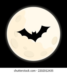 Full moon and flying bats, Halloween background, vector illustration