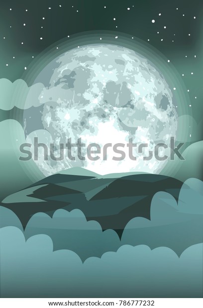 full moon fog background\
vector
