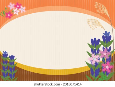 Full Moon, Gentian, Dianthus, Pampas Grass Background