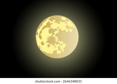 Full Moon with glowing effect design concept of drawing isolated on black background - vector illustration