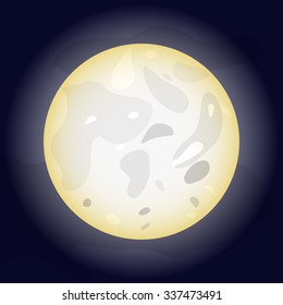 Full moon with golden rim. Vector illustration.