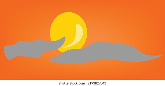 full moon with grey cloud with orange background halloween icon illustration cloudy