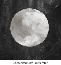 Full moon in grey. Polygonal. Sacred geometry. Abstract vector illustration.