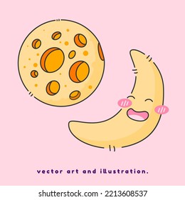 full moon and half. Cartoon vector art and illustration. of Halloween.