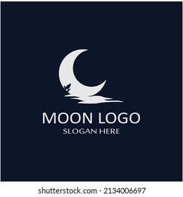 full moon and half moon logo, with logo vector icon concept design and symbols