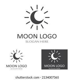full moon and half moon logo, with logo vector icon concept design and symbols