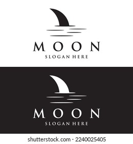 full moon and half moon logo, with logo vector icon concept design and symbols