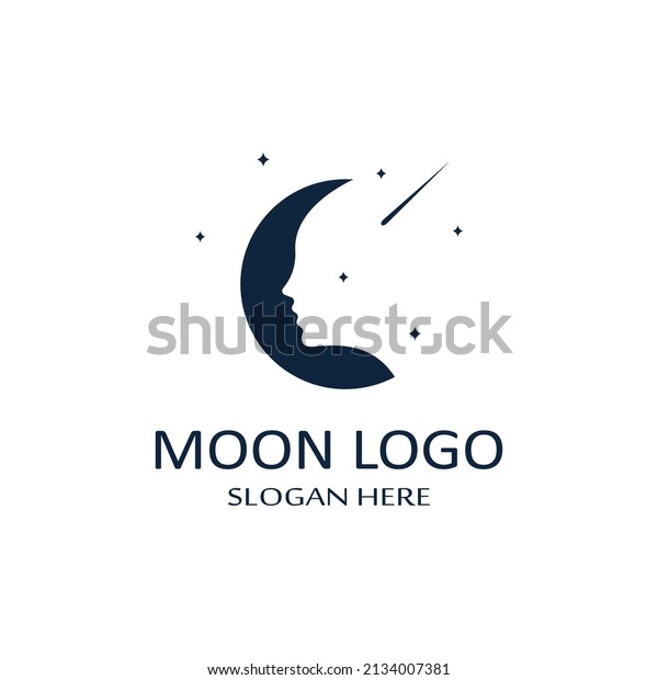 full moon and half moon logo, with logo vector\
icon concept design and\
symbols