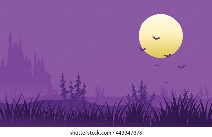 Full moon at Halloween bat vector illustration
