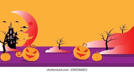 Full moon and Halloween illustration vector - vector