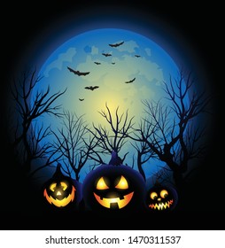 Full moon Halloween jack o lantern copy space background