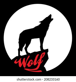 Full Moon With Howling Wolf Silhouette