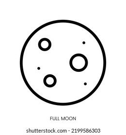 full moon icon. Line Art Style Design Isolated On White Background