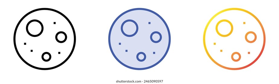 Vollmondsymbol. Lineares, blaues Füllungs- und Verlaufsstil-Design auf weißem Hintergrund