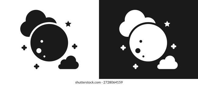 Icono De Luna Llena Fijado Glifo En Fondo Blanco Y Negro