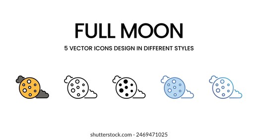 Iconos de luna llena conjunto de Vector ilustración de stock.